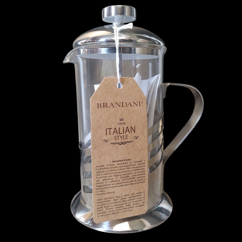 Silver French Press Coffee Maker